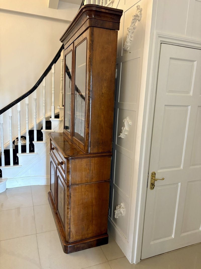 Antique Victorian Outstanding Quality Burr Walnut Secretaire Bookcase - Image 10